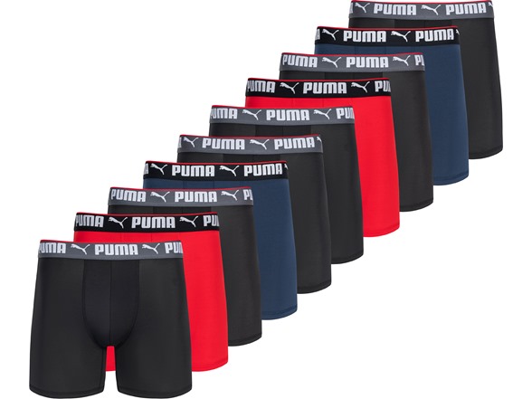 10-Pack PUMA Men's Performance Boxer Briefs (Various Colors)