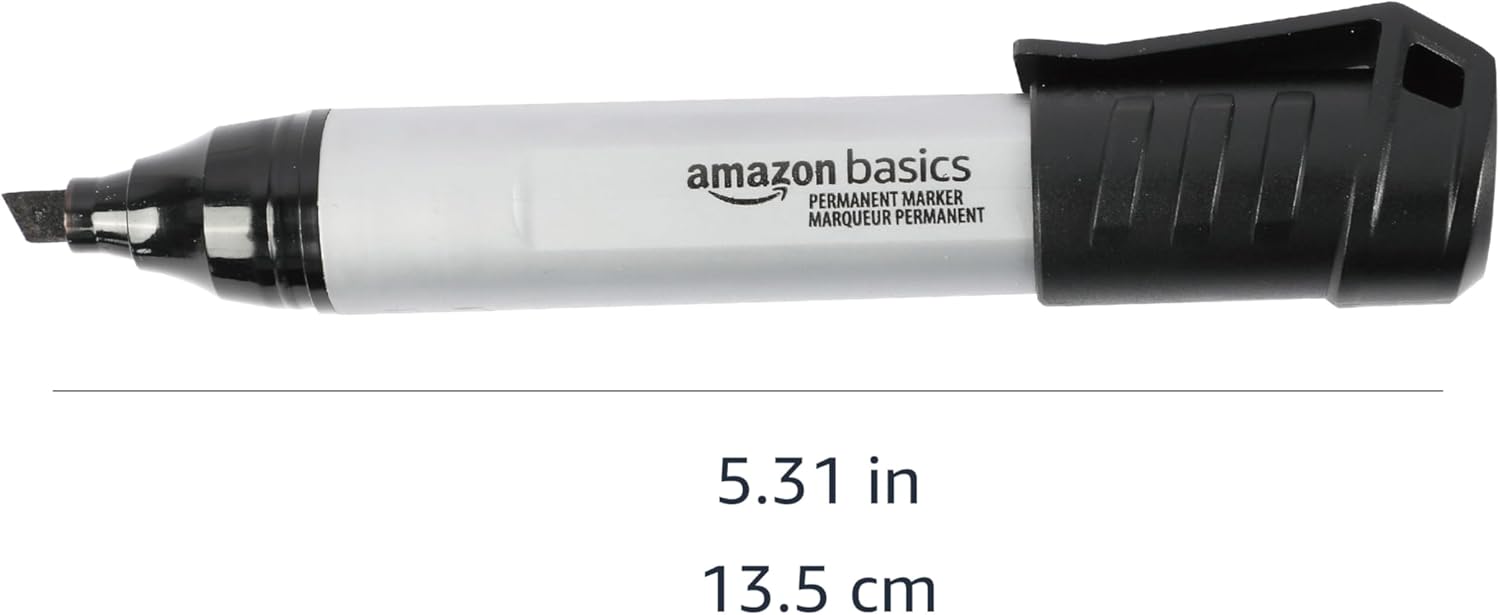 12-Pack Amazon Basics Large Chisel Tip Permanent Markers (Black Ink)