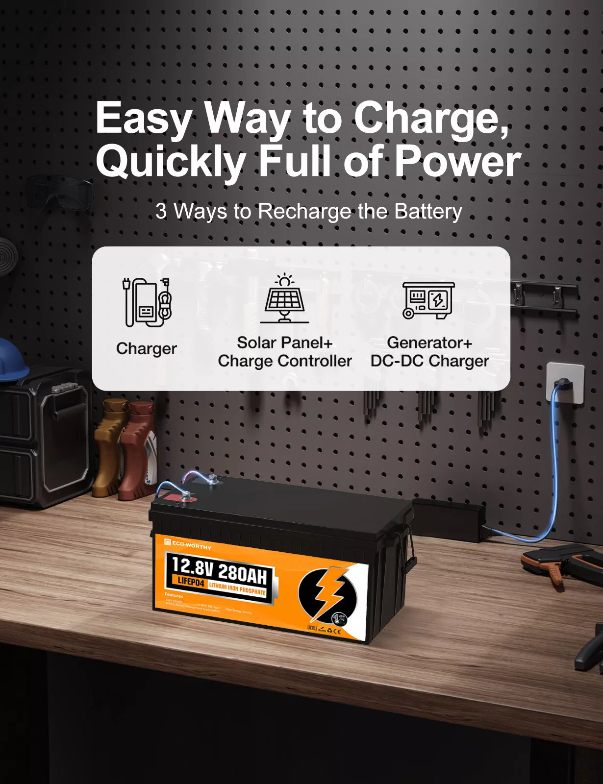 12V 280AH ECO-WORTHY LiFePo4 Battery