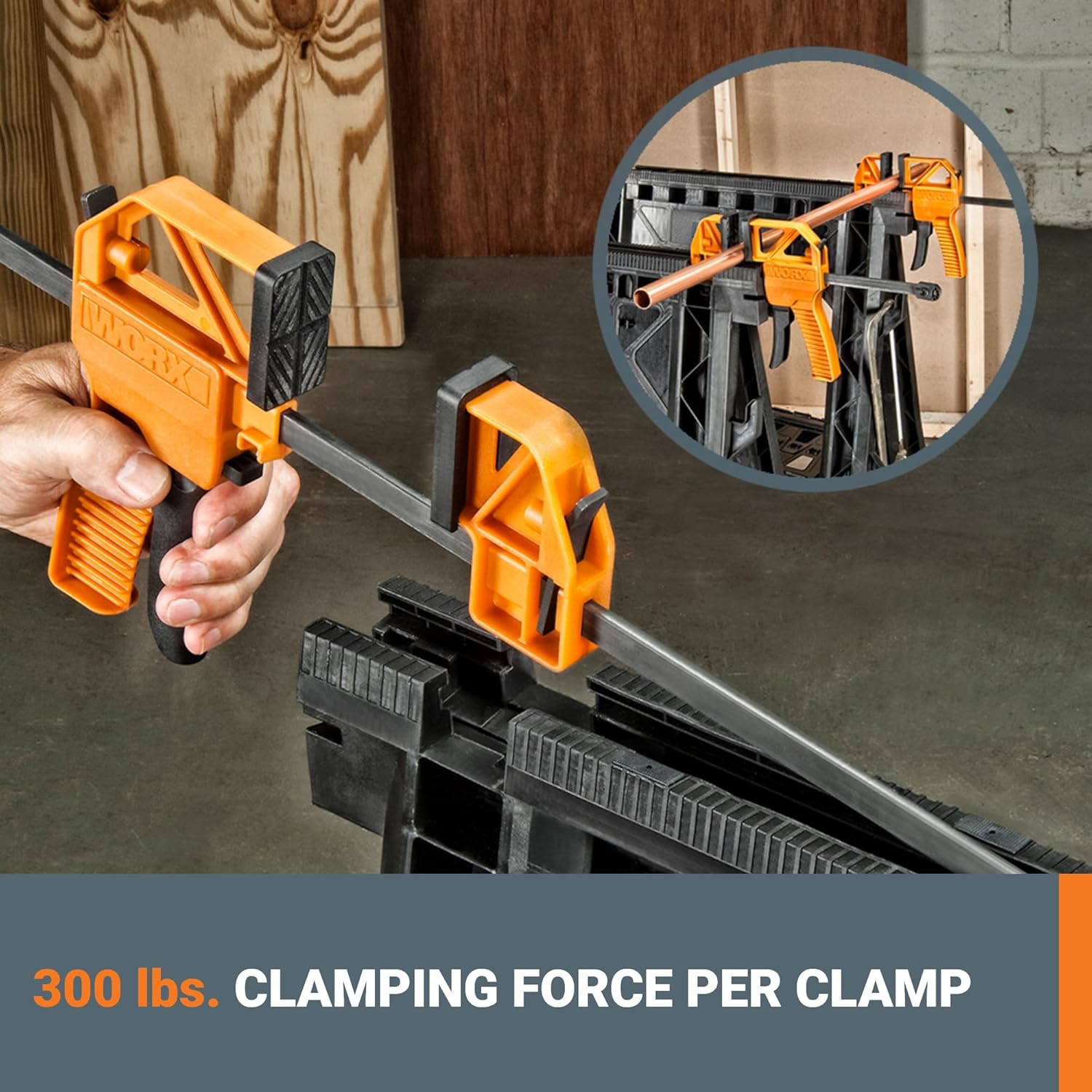 2-Pack Worx WX065 Clamping Sawhorses w/ Bar Clamps