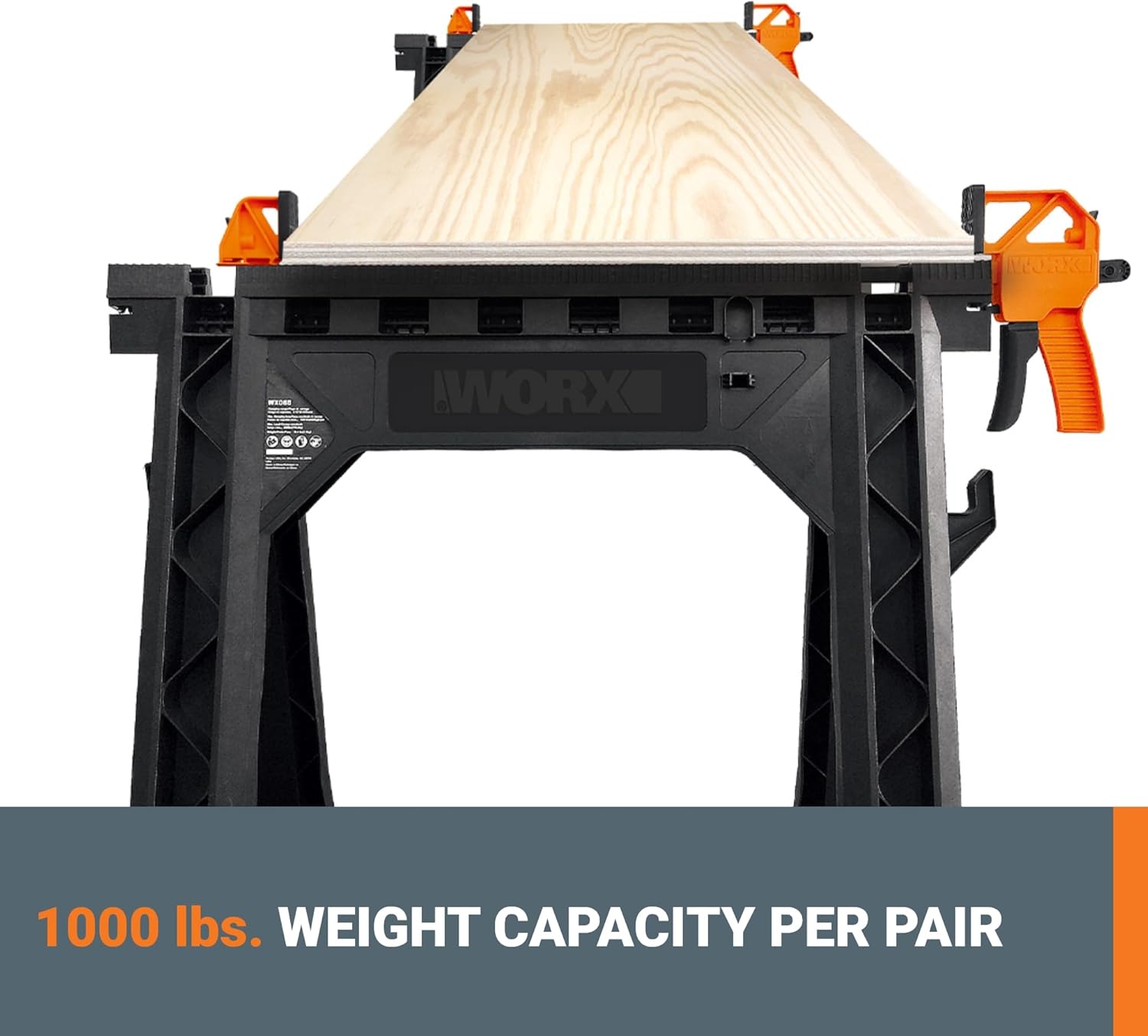 2-Pack Worx WX065 Clamping Sawhorses w/ Bar Clamps