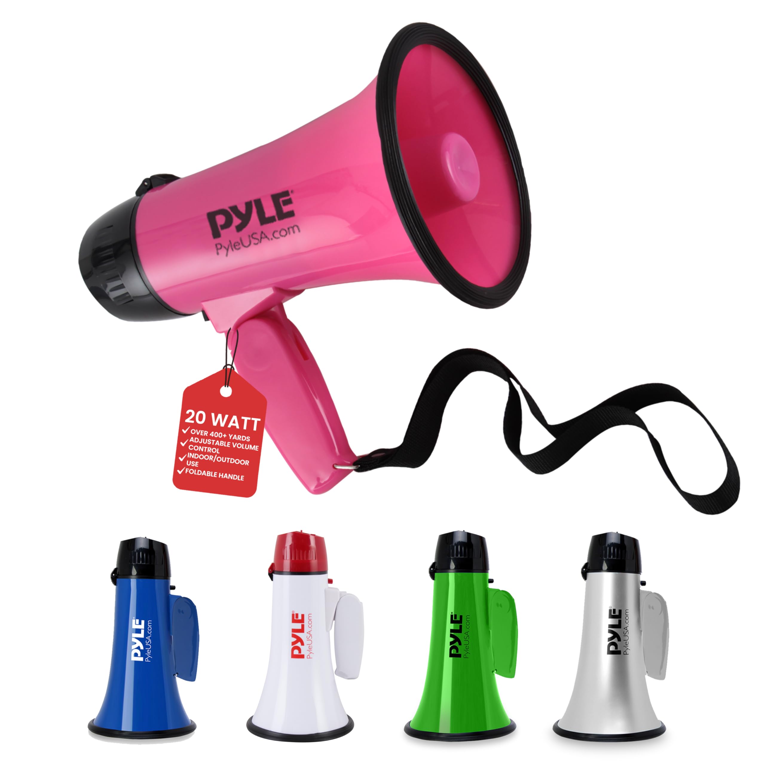 20-Watt Pyle Pro Megaphone with Siren (PMP24PK, Pink) $9.99 + Free Shipping w/ Prime or on $35+