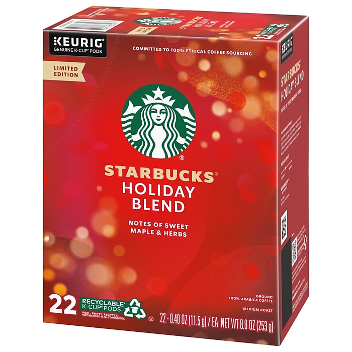 22-Count Starbucks Holiday Blend Herbal Coffee Keurig K-Cup Pods (Medium Roast) $11 at Staples w/ Free Shipping on $35+
