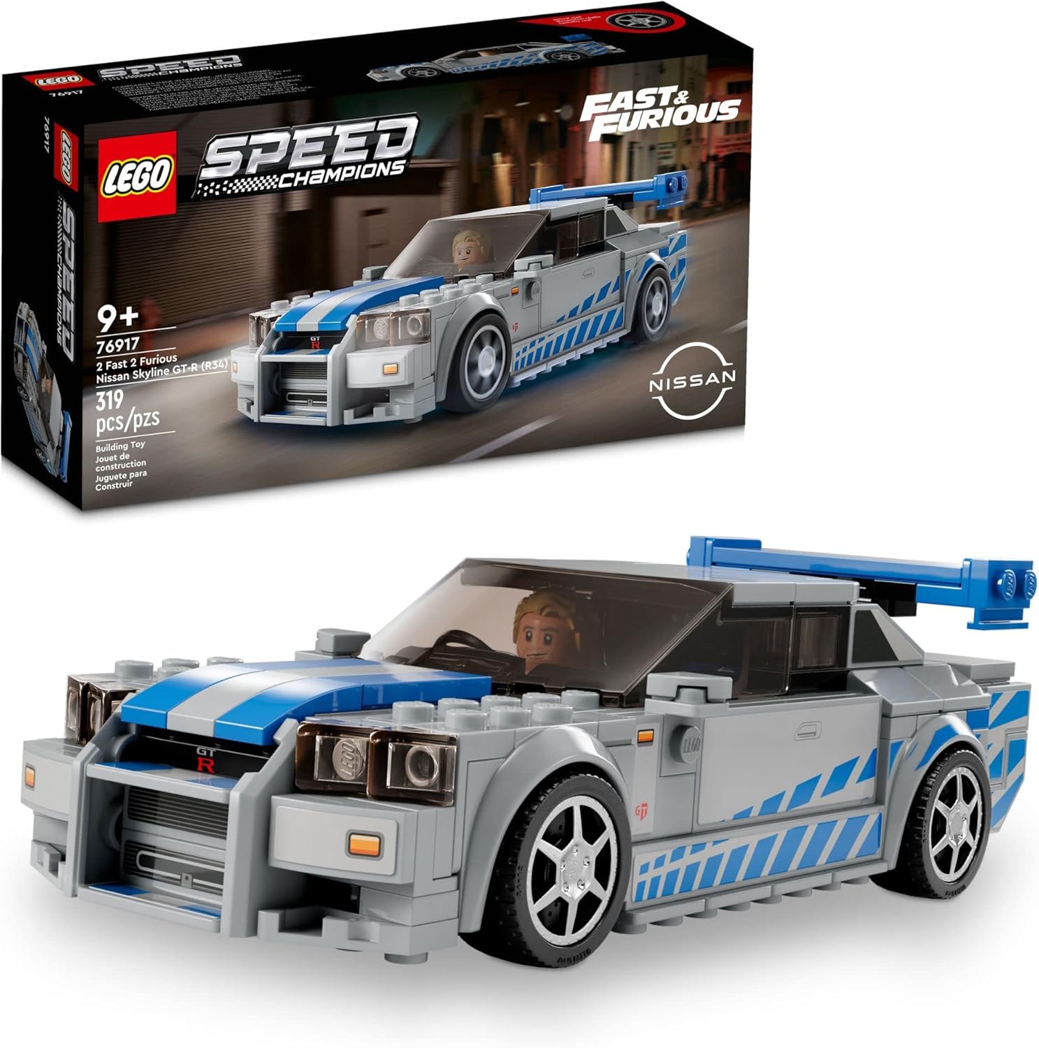 319-Piece LEGO Speed Champions 2 Fast 2 Furious Nissan Skyline GT-R (R34) Building Set w/ Racer Minifigure $19.99+ Free Shipping w/ Prime or on $35+