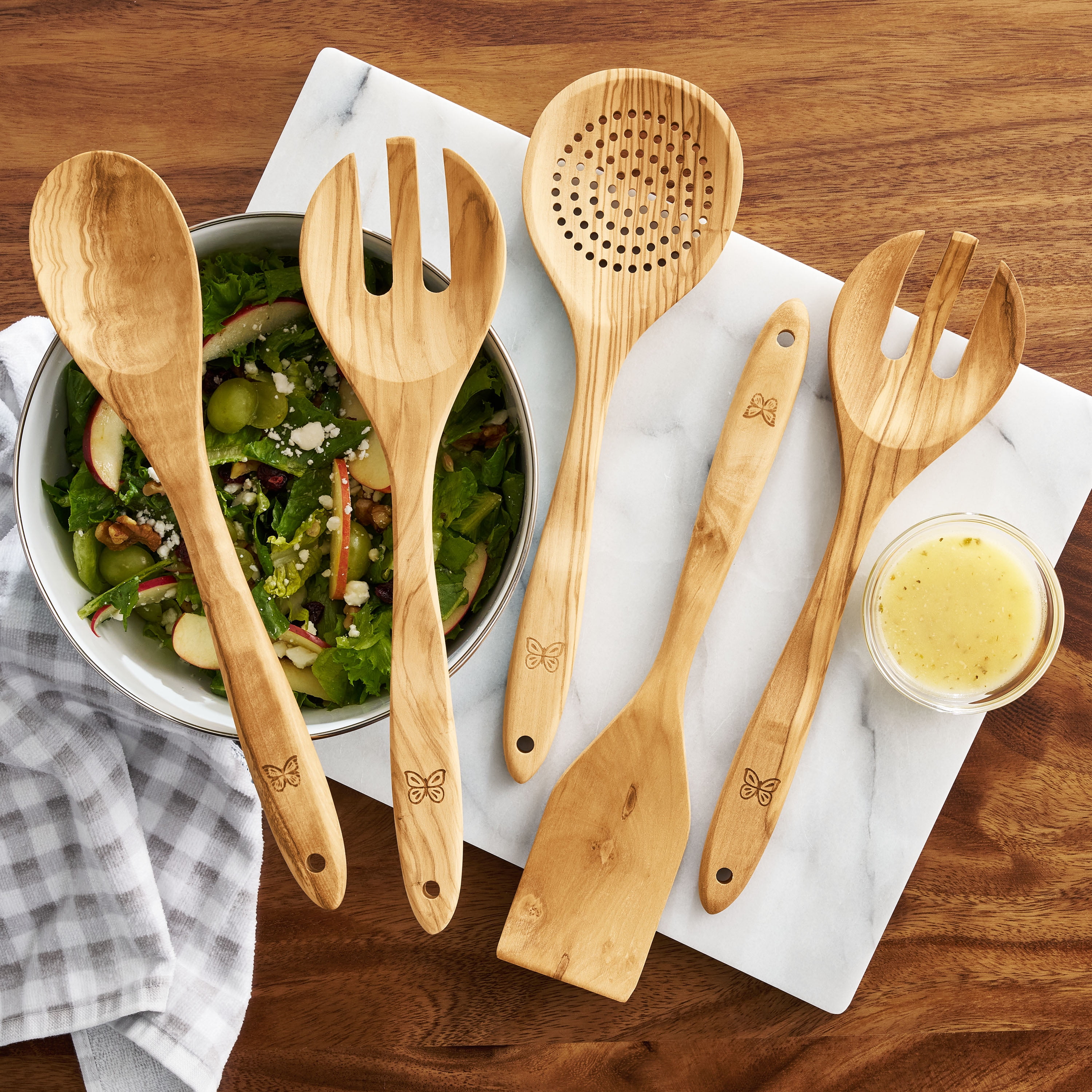 5-Piece The Pioneer Woman Olivewood Kitchen Cooking Utensil Tool Set