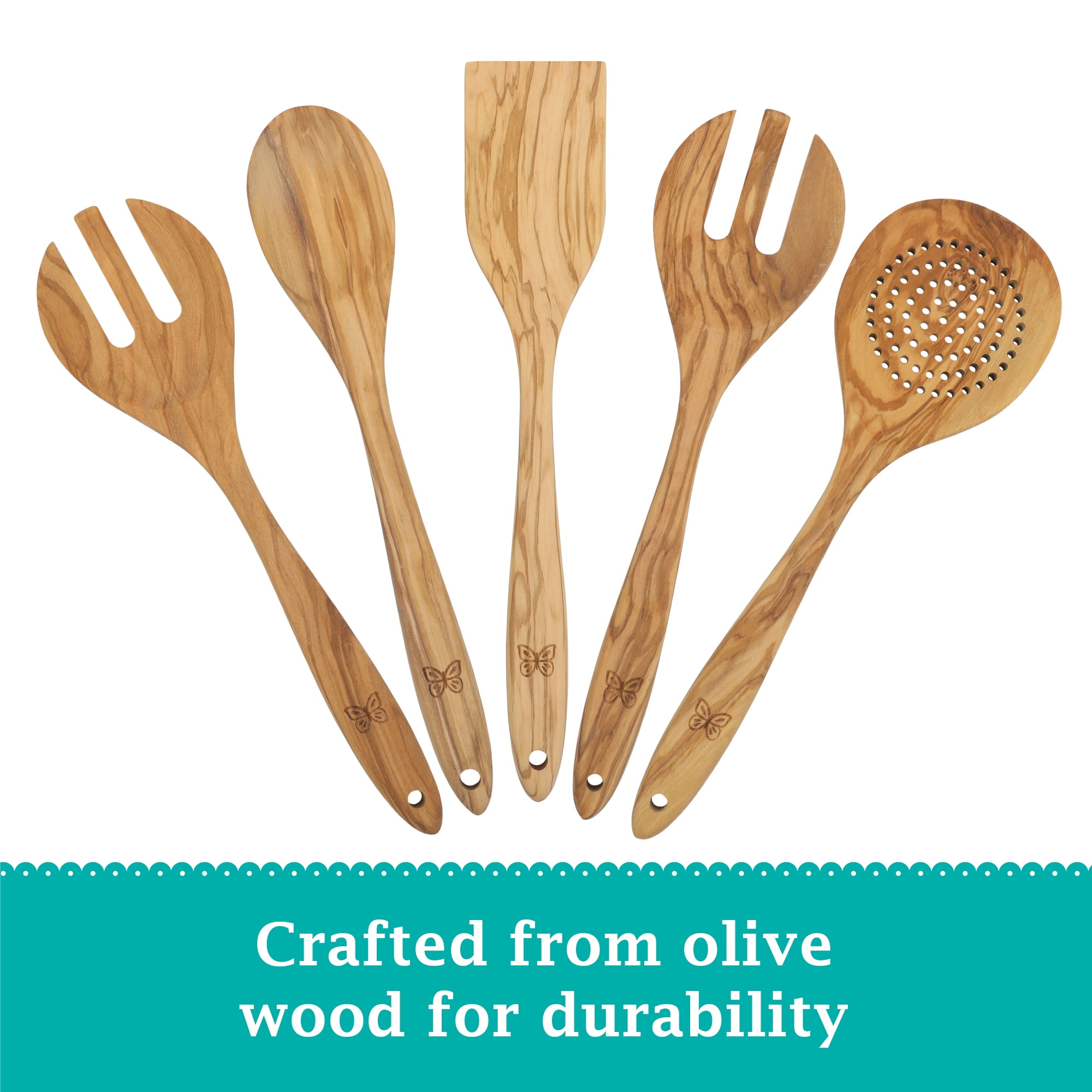 5-Piece The Pioneer Woman Olivewood Kitchen Cooking Utensil Tool Set