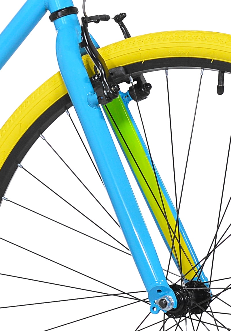 700c Kent Men's Ridgeland Single-Speed Fixed-Gear Hybrid Bike (Blue/Green)