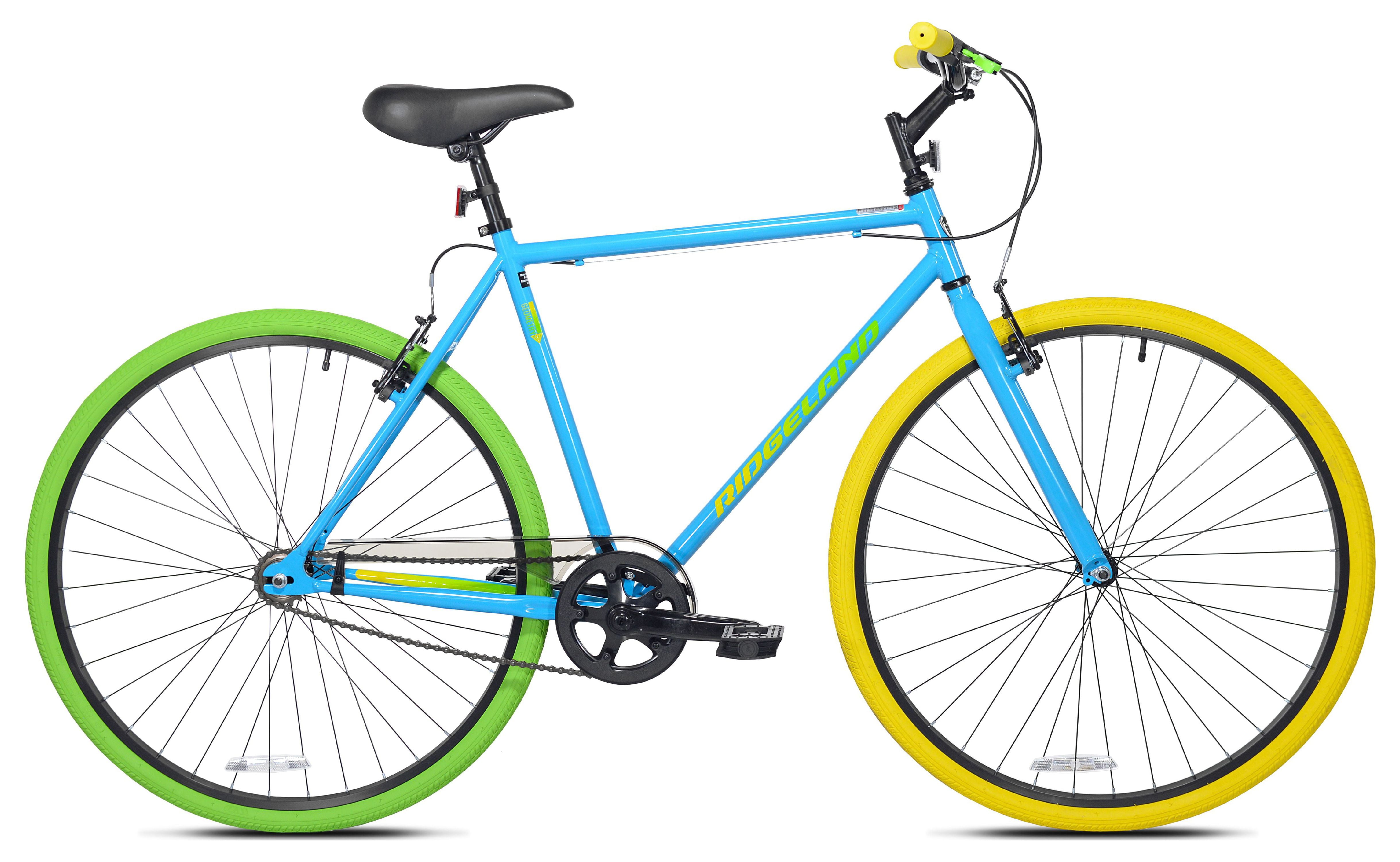 700c Kent Men's Ridgeland Single-Speed Fixed-Gear Hybrid Bike (Blue/Green)