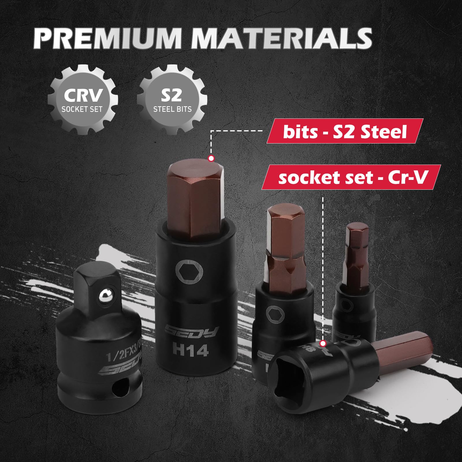 Allen-Wrench Hex Bit Socket Set: 16-Piece Hex Socket Set with Magnetic Socket Rail Organizer 1/4, 3/8, 1/2-Inch Drive H2-H14 Hex Socket Set ($11.89 w/ Free Prime Ship)