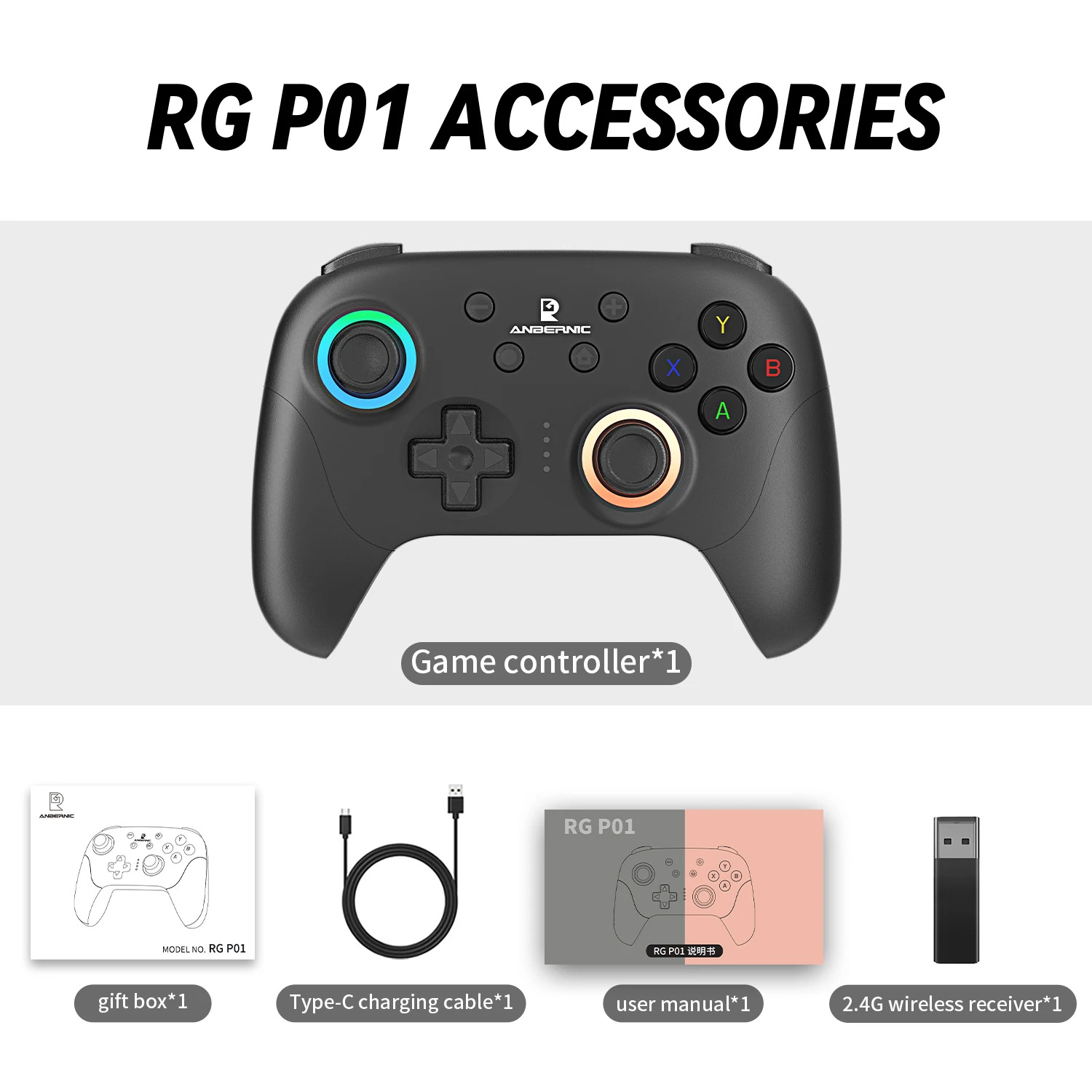 Anbernic RG P01 Wireless Controller w/ Hall Effect Triggers & Joysticks - $17.43 + Free U.S. Shipping @ AliExpress
