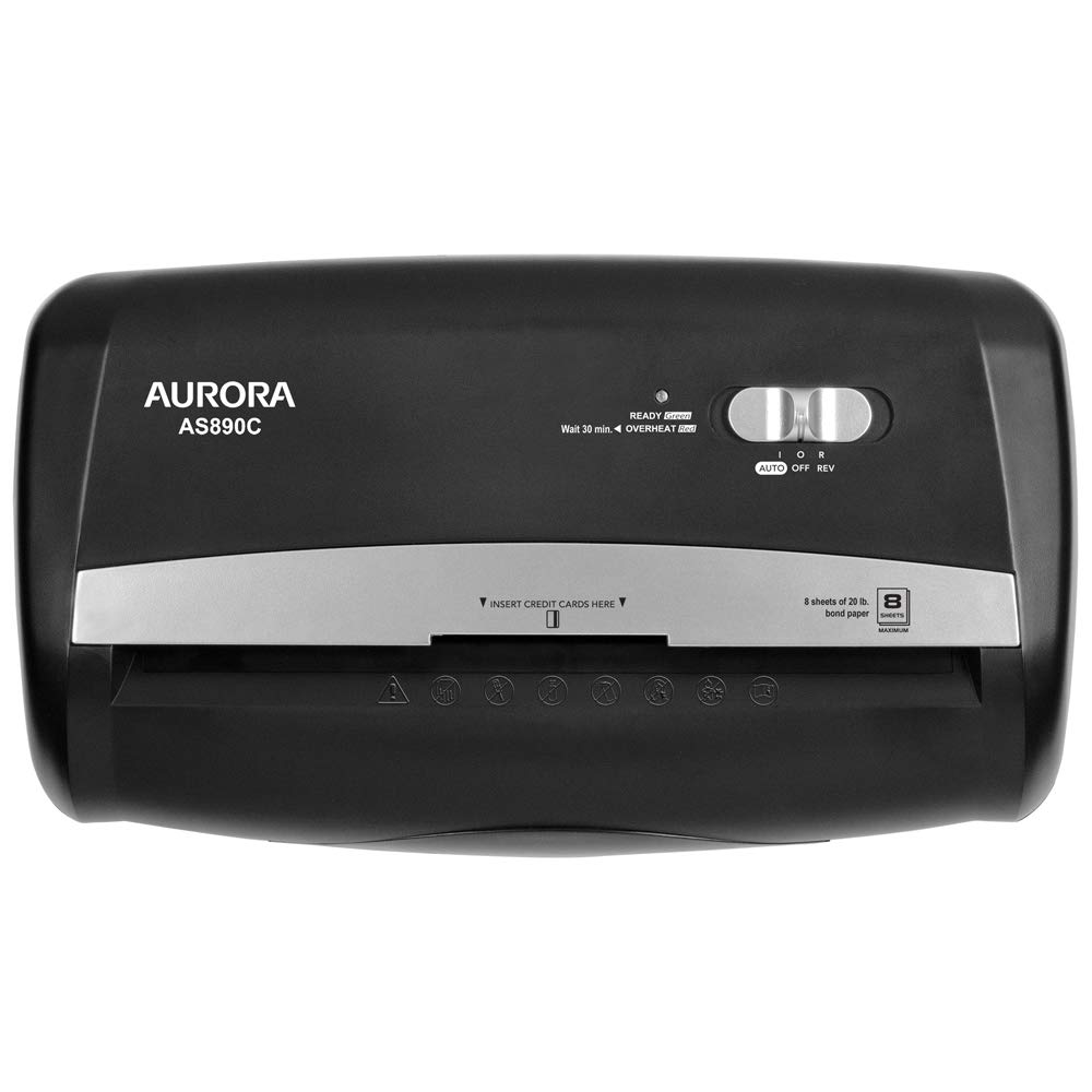 Aurora 8-Sheet Cross-Cut Paper Shredder w/ 3.4 Gallon Basket (Black)