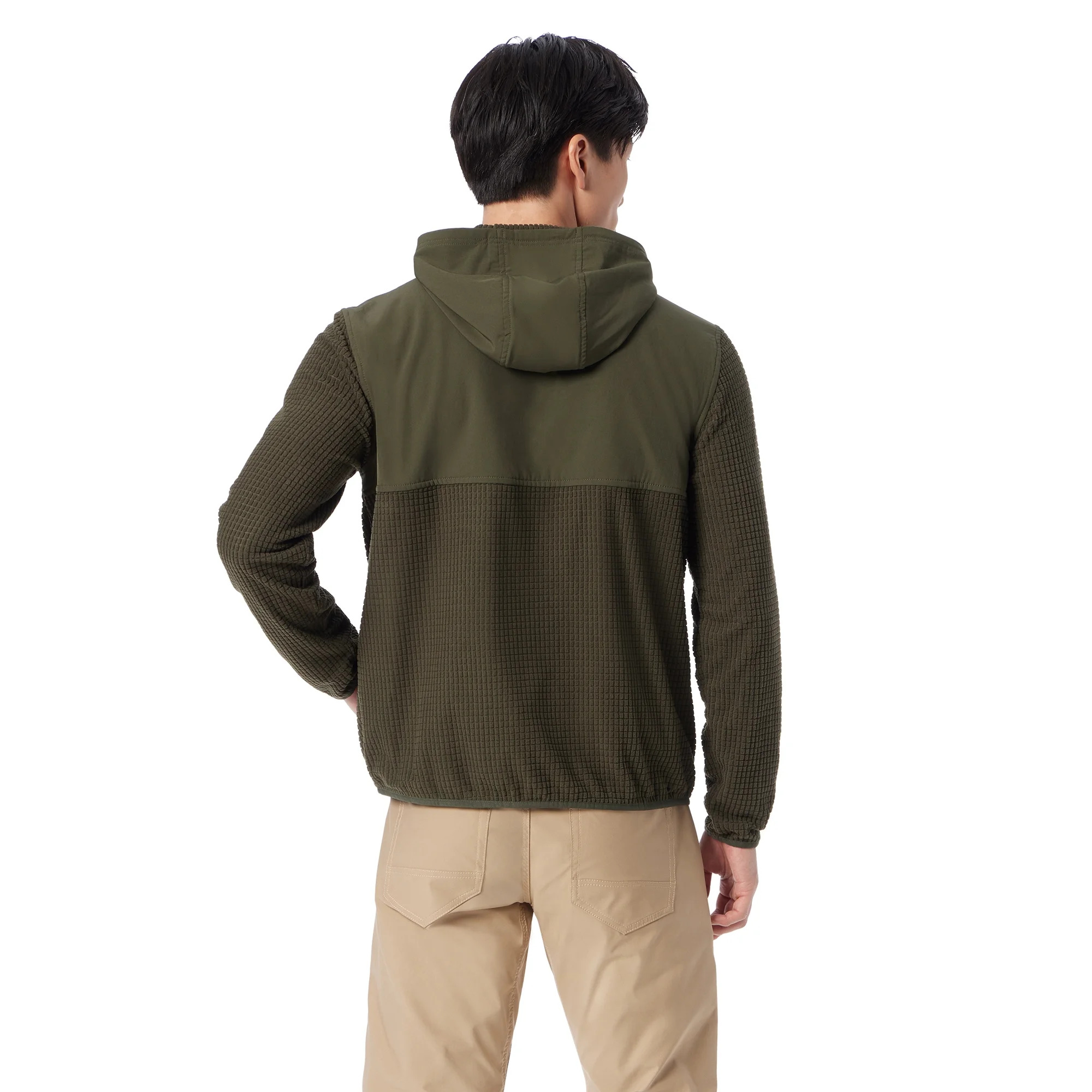 Bass & Co. Men's and Big Men's Mixed Media Full-Zip Hoodie Jacket