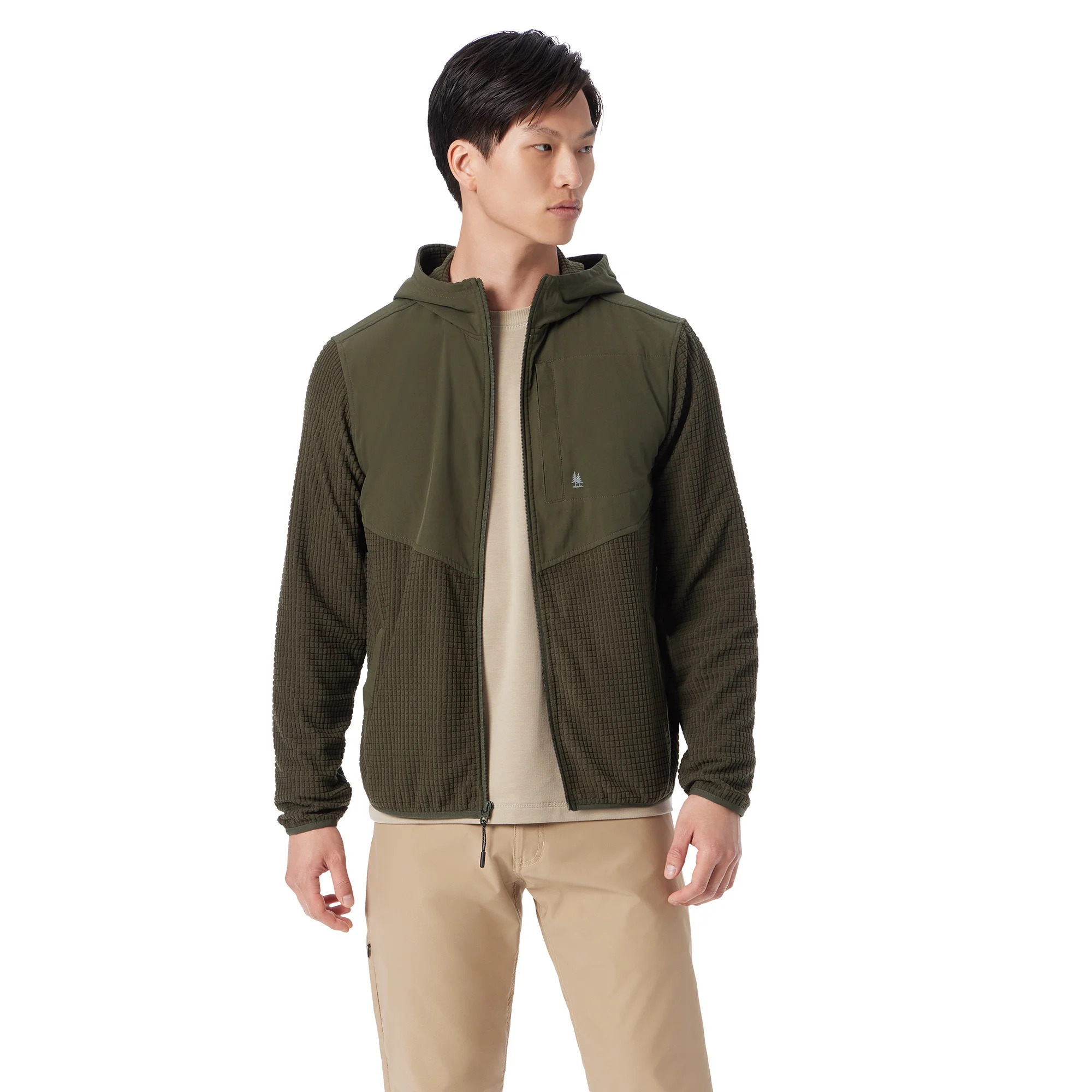 Bass & Co. Men's and Big Men's Mixed Media Full-Zip Hoodie Jacket