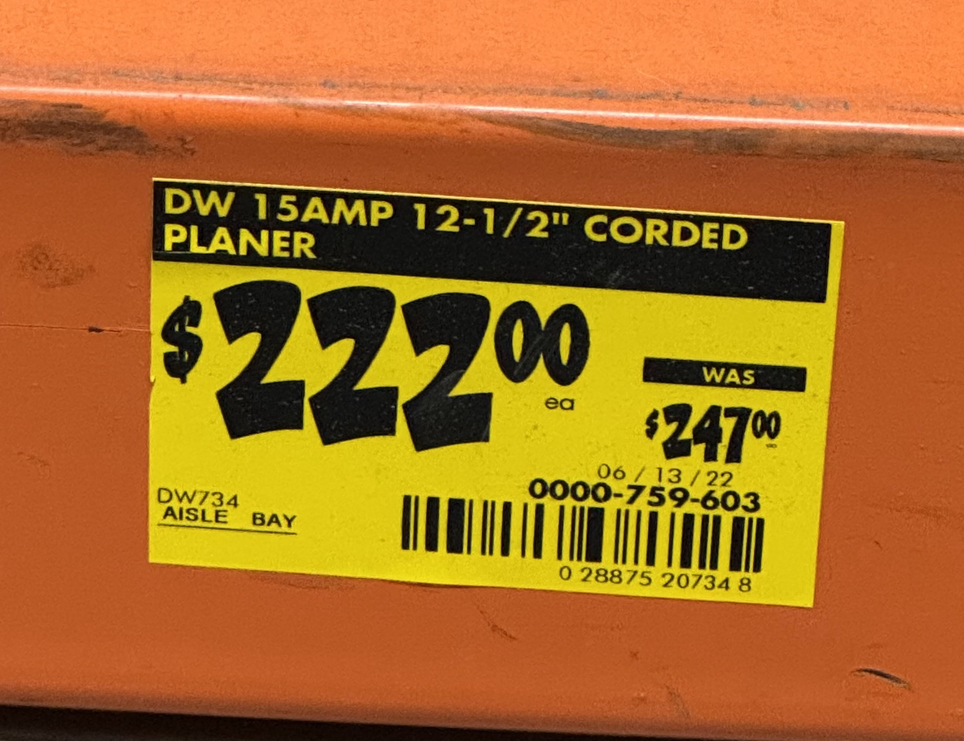 DEWALT DW734 15 Amp Corded 12.5 in. Bench Planer - The Home Depot (B&M In-Store) - YMMV $222