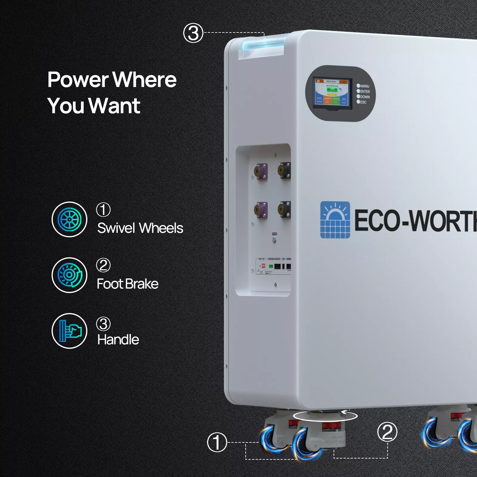 ECO-WORTHY 14kWh 48V 280AH LiFePO4 Solar Battery Backup w/ 200A BMS