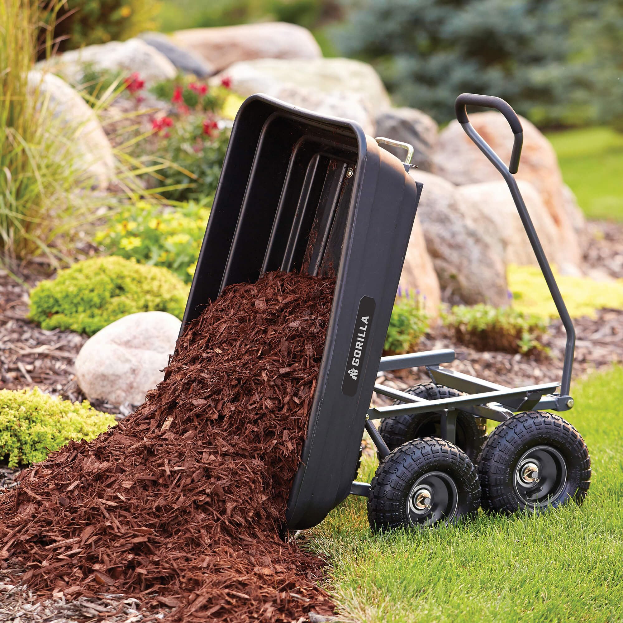 Gorilla Carts Poly Garden Dump Cart w/ Steel Frame & 10