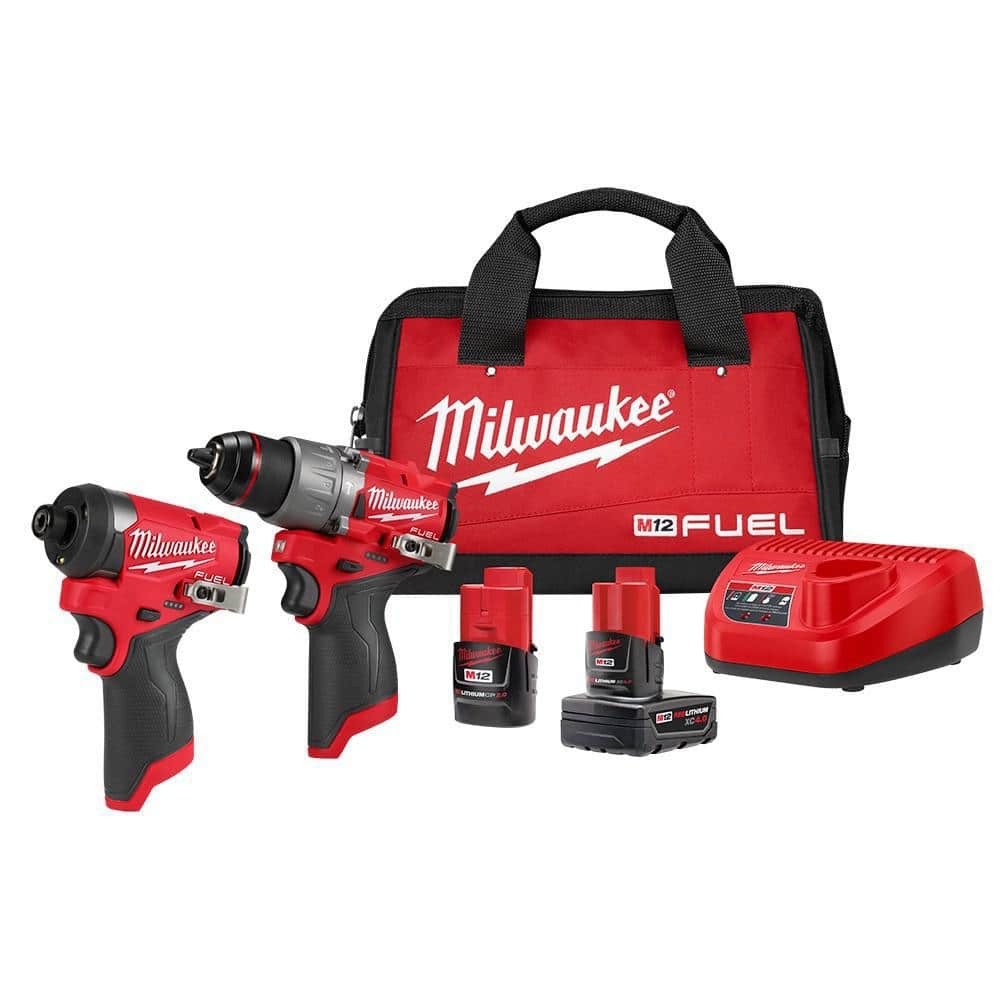 Hackable - Milwaukee M12 FUEL 12-Volt Lithium-Ion Brushless Cordless Hammer Drill and Impact Driver Combo Kit w/2 Batteries and Bag (2-Tool) 3497-22 - $138.73