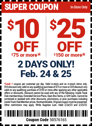Harbor Freight: Stock Up & Save In-Store Only Coupon: $25 Off $150+ or