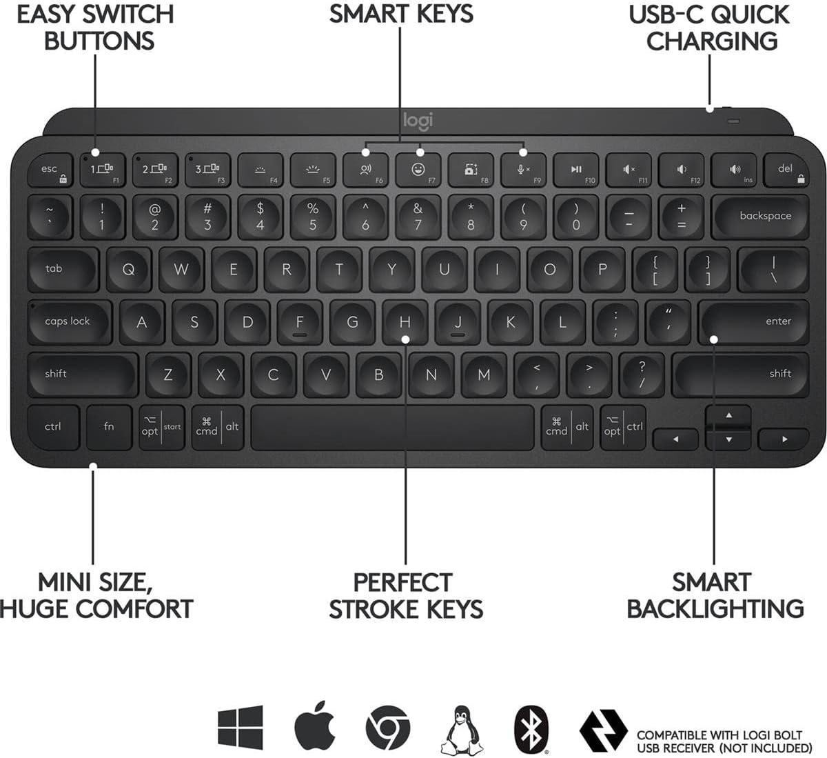 Open Box: Logitech MX Keys Mini Bluetooth Keyboard