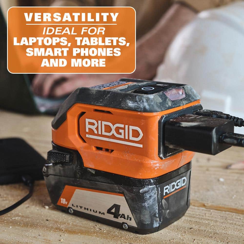 RIDGID 18V Cordless AC Inverter Kit with 2.0 Ah Lithium-Ion Battery and Charger, $75, FS, Home Depot