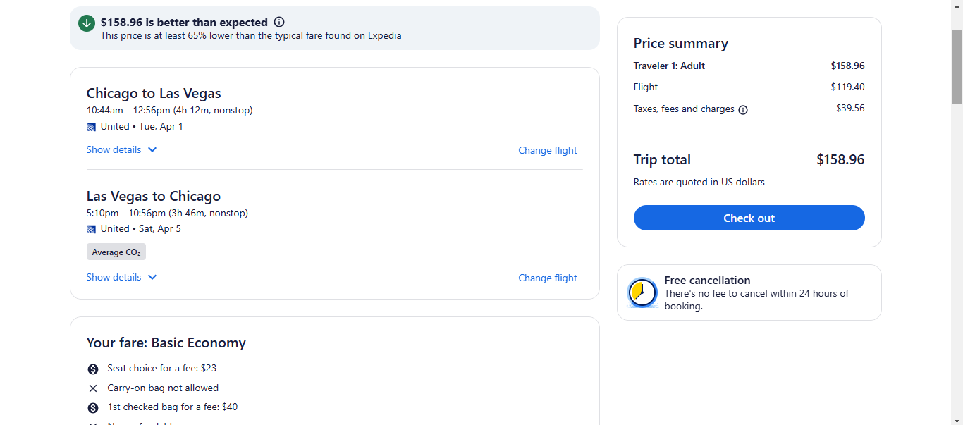 RT Chicago to Las Vegas or Vice Versa $159 Nonstop Airfares on United or American Airlines BE (Spring Travel March - May 2025)