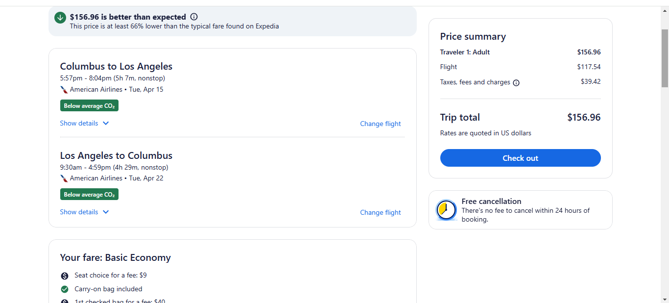 RT Columbus OH to Los Angeles or Vice Versa $157 Nonstop Airfares on American Airlines BE (Spring Travel April - May 2025)