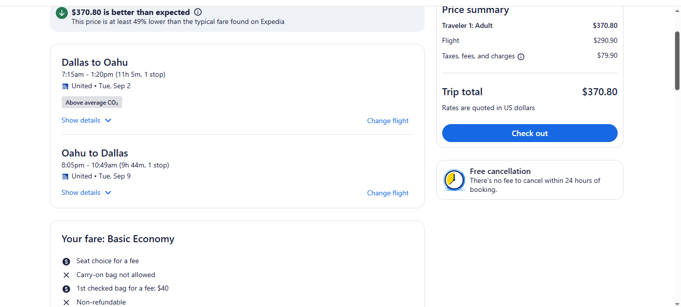 RT Dallas to Oahu Hawaii or Vice Versa $371 Airfares on United Airlines BE (Travel August - December 2025)