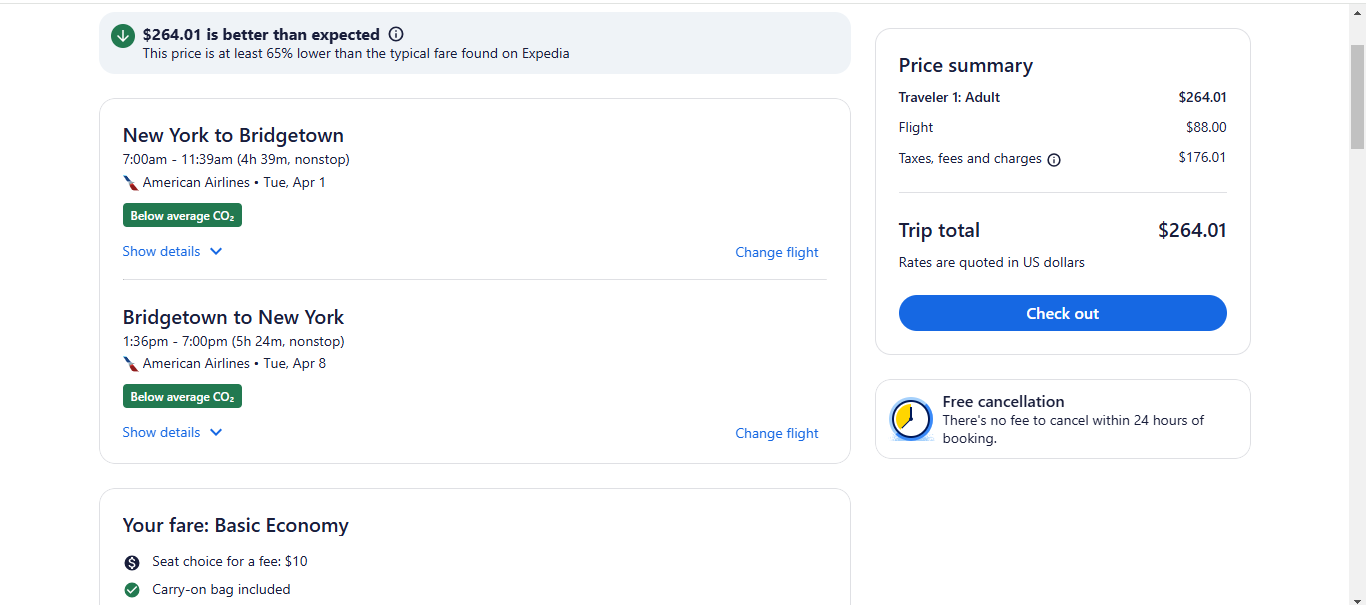RT New York to Bridgetown Barbados Caribbean $265 Nonstop Airfares on Jetblue or American Airlines BE (Travel February - June 2025)