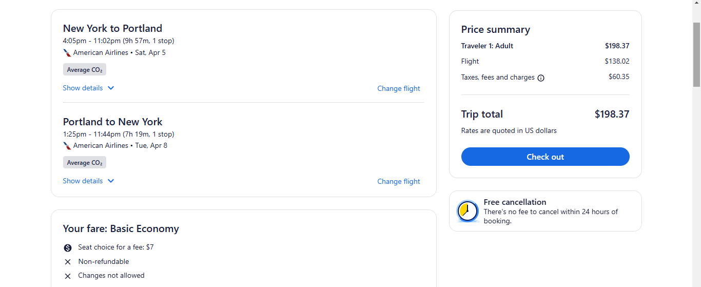 RT New York to Portland OR or Vice Versa $199 Airfares on American Airlines BE (Spring Travel March - May 2025)