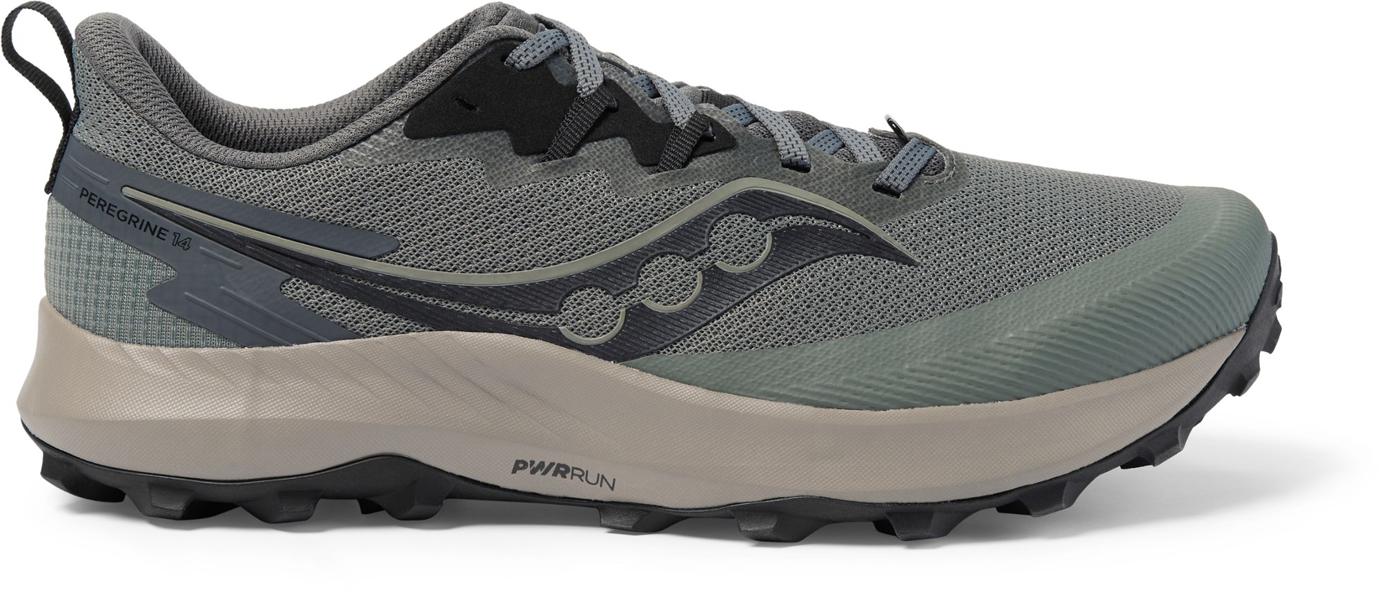 Saucony Peregrine 14 Running Shoes: Men's (Bough/Shadow) or Women's (Dew/Orchid)