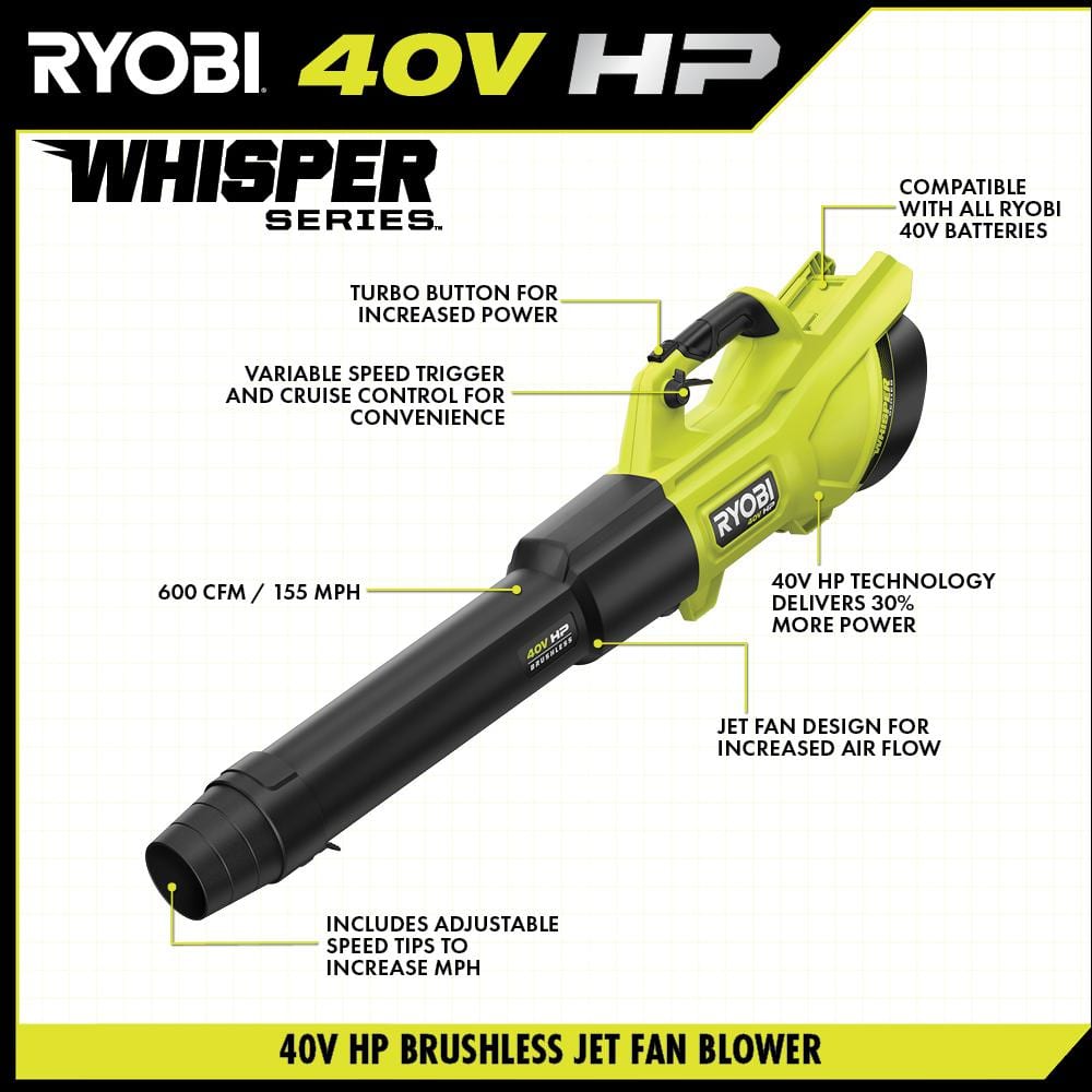 Select Home Depot Stores: RYOBI 40V Brushless Cordless Blower + Trimmer + 4.0Ah Battery
