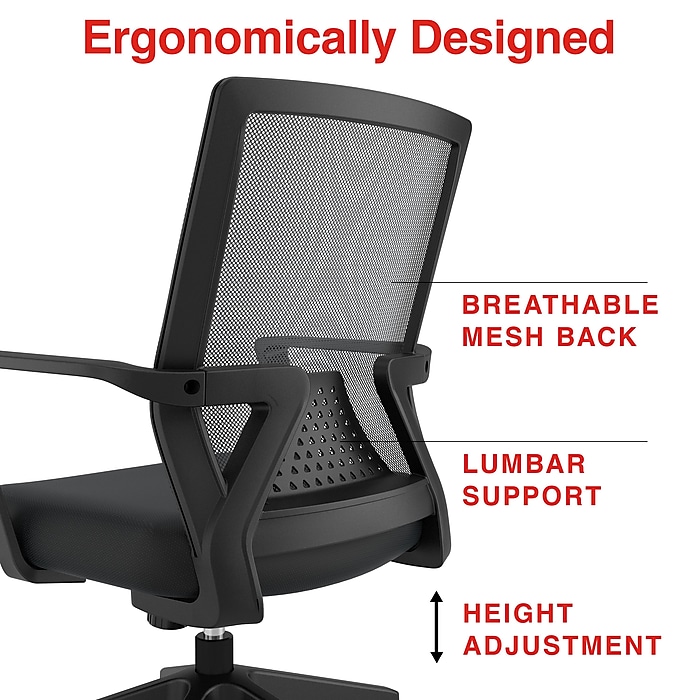 Staples Cartwright Ergonomic Fabric Swivel Task Chair (Black)