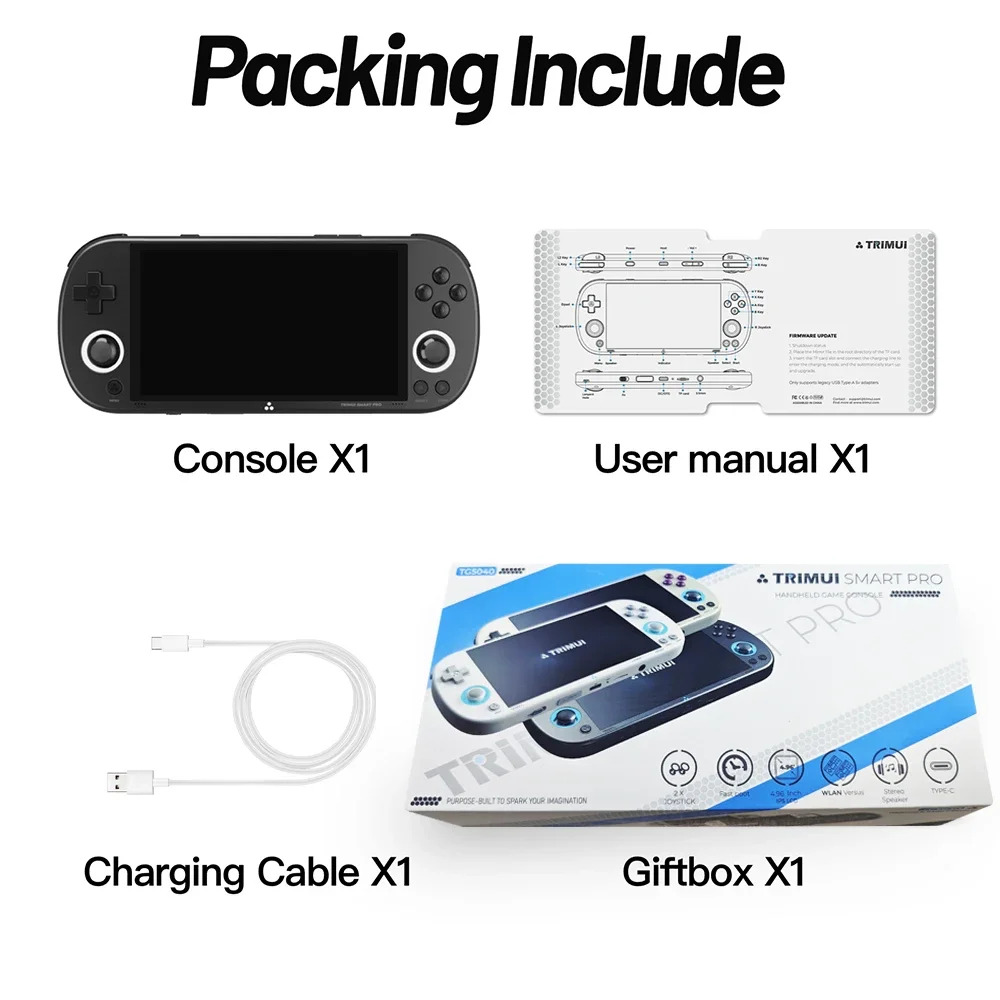 TrimUI Smart Pro Retro Gaming Handheld w/ 64GB microSD Card (White)
