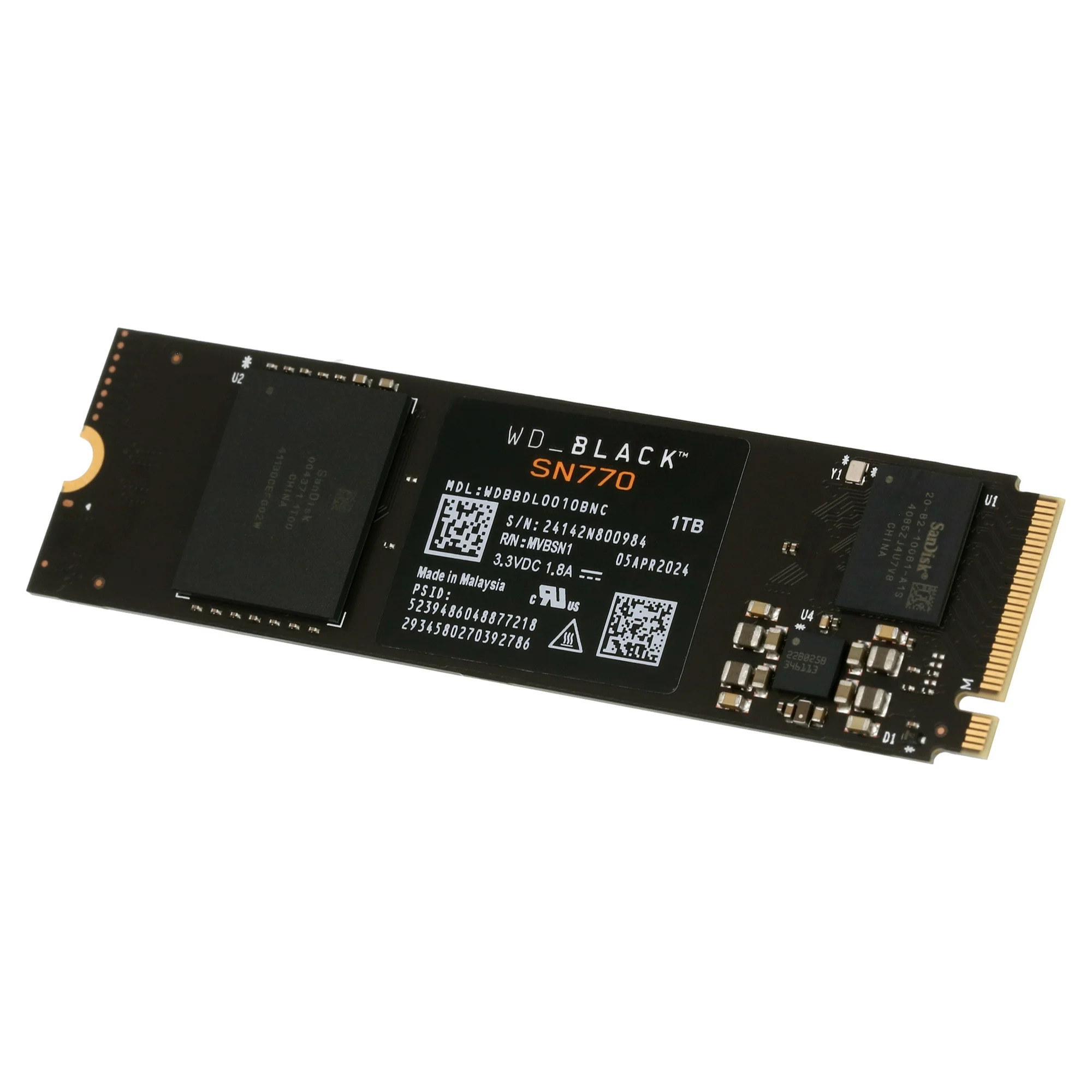 WD Black SN770 PCIe Gen4x4 NVMe Solid State Drive: 1TB $64, 2TB