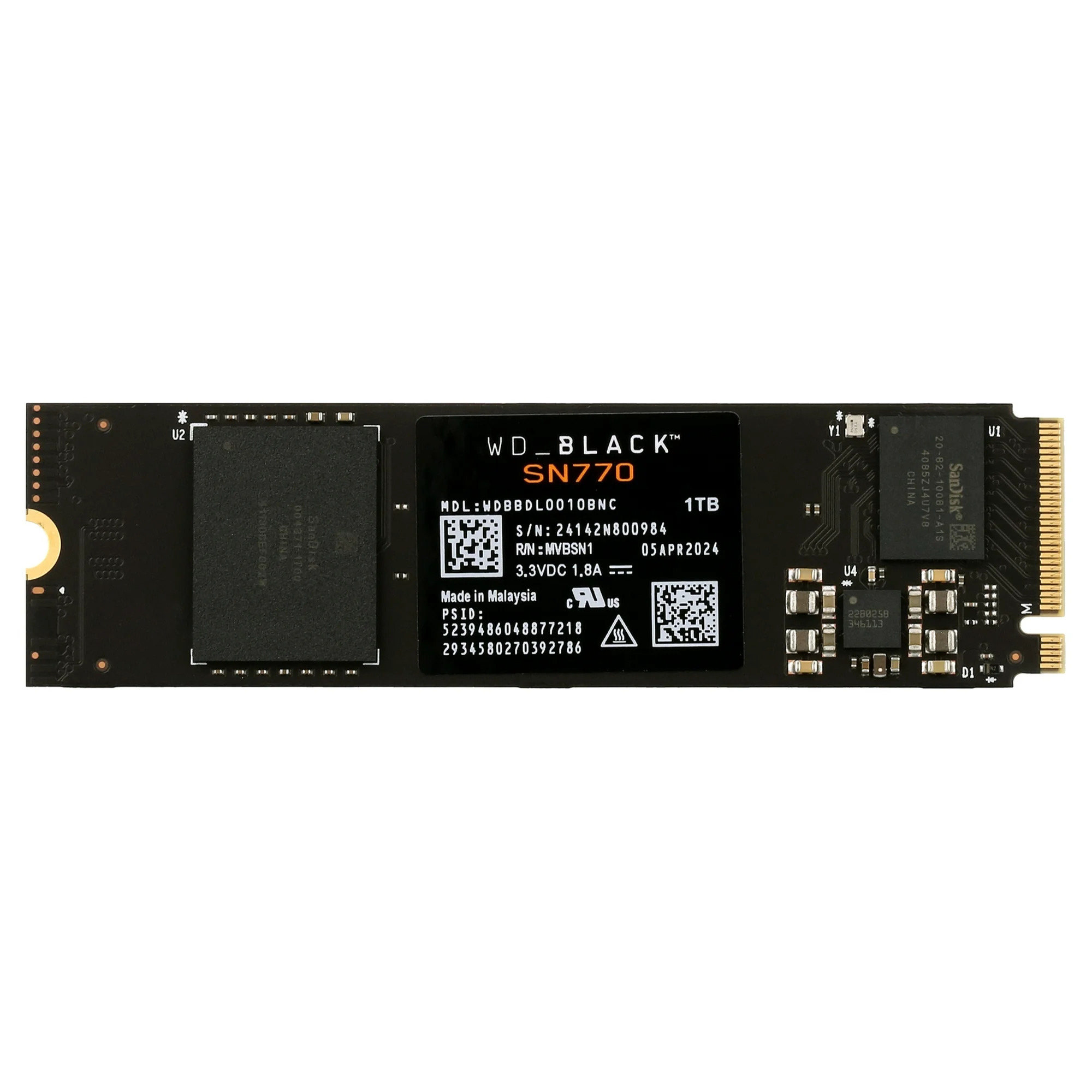 WD Black SN770 PCIe Gen4x4 NVMe Solid State Drive: 1TB $64, 2TB